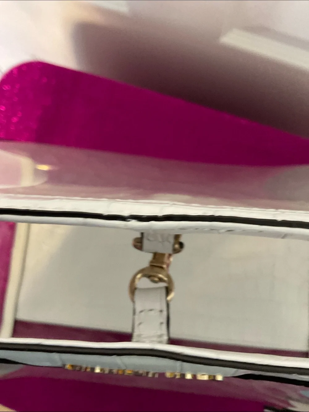 Michael Kors Clear Tote with White Croc-Texture Trim